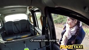 Fake Taxi British babe Sahara Knite gives great deepthroat on backseat
